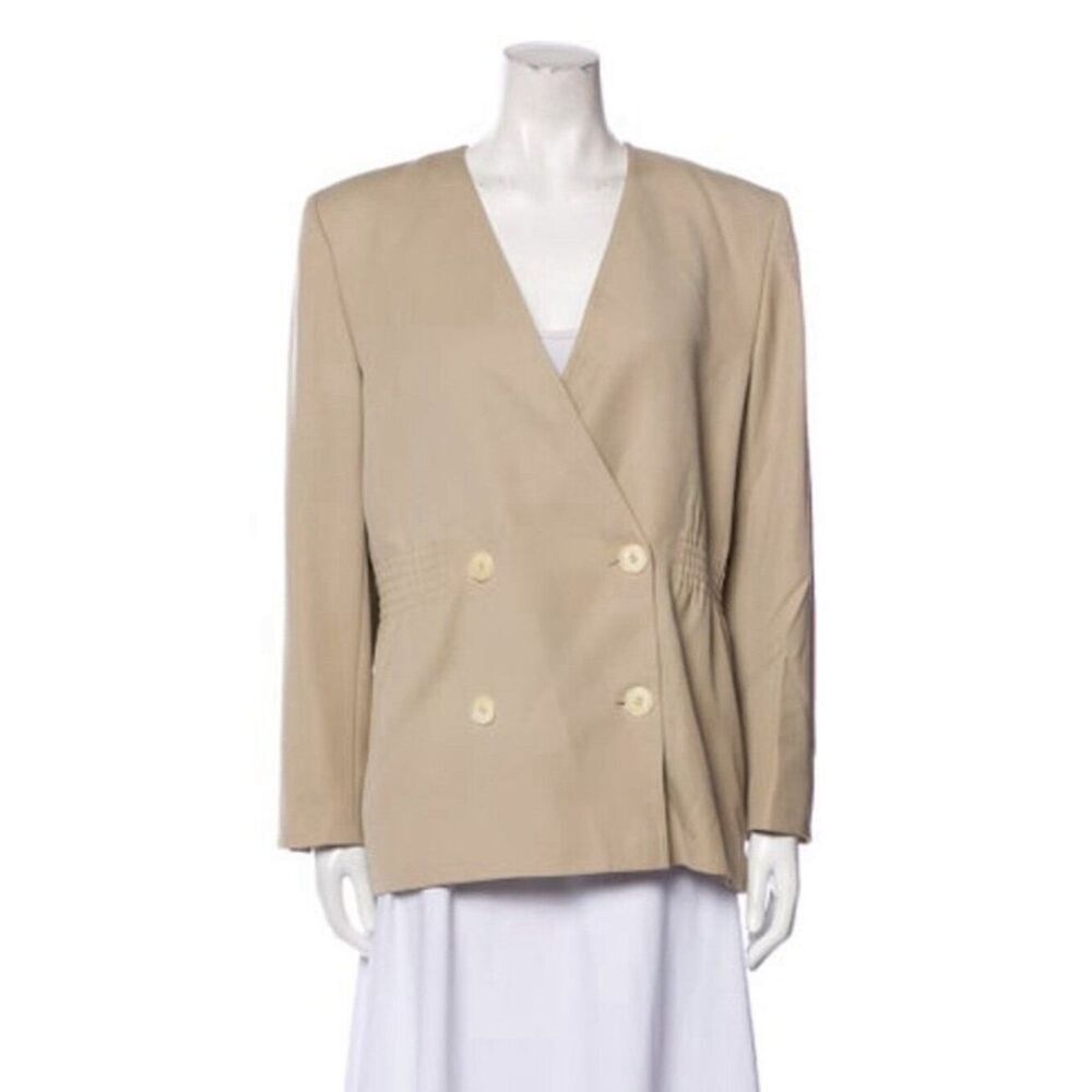 Valentino Authentic Vintage Solid Beige Long Sleeve Blazer Jacket 12 46 Large